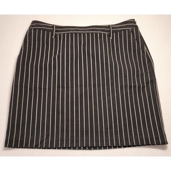 Tommy Hilfiger Womens Skirt 8 Mini Blk White Striped Denim Preppy Y2K Minimalist - Picture 1 of 8